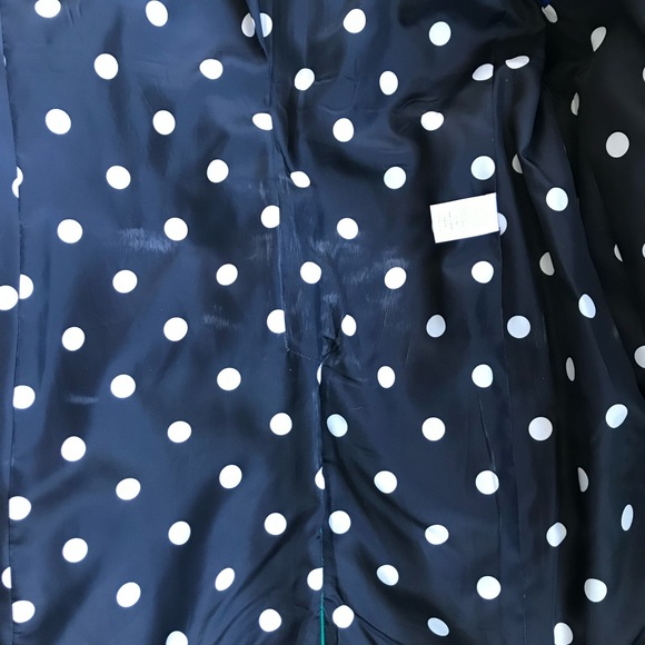 Emerald Green Coat with Polka Dot Lining and Removable Faux Fur Collar - Picture 8 of 9